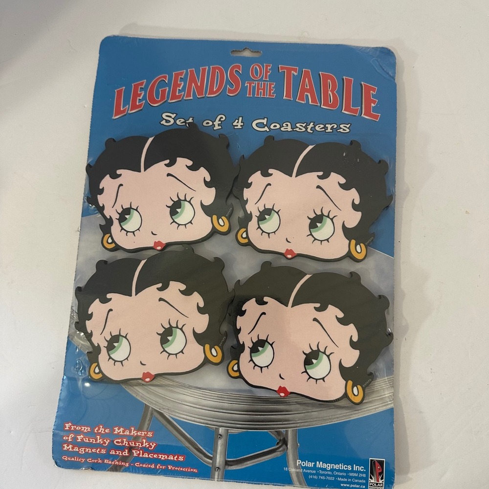 Betty Boop Legends of the Table Coasters Set of 4 Polar Magnetics Vintage Cork